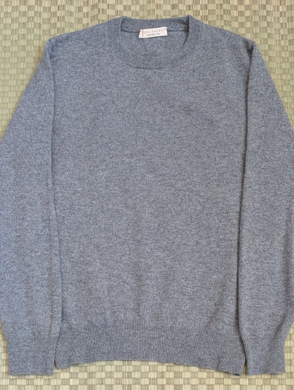Luca Faloni 100% Cashmere Crew Neck Sweater Gray Men's Size Small Made in Italy